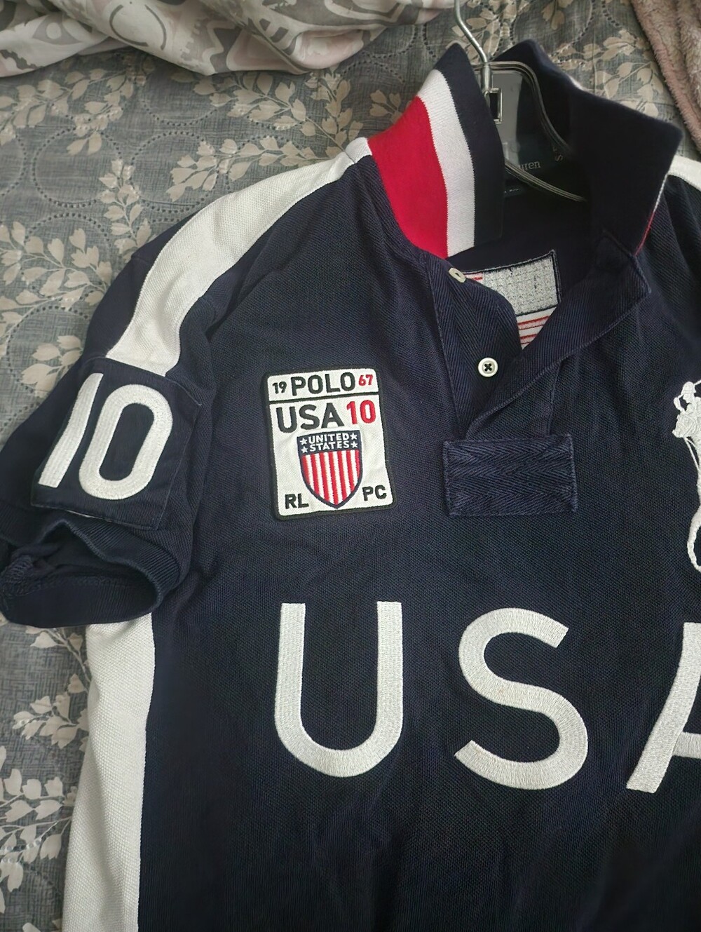 Ralph Lauren Navy and White USA Polo Shirt. Unisex. - Picture 6 of 10